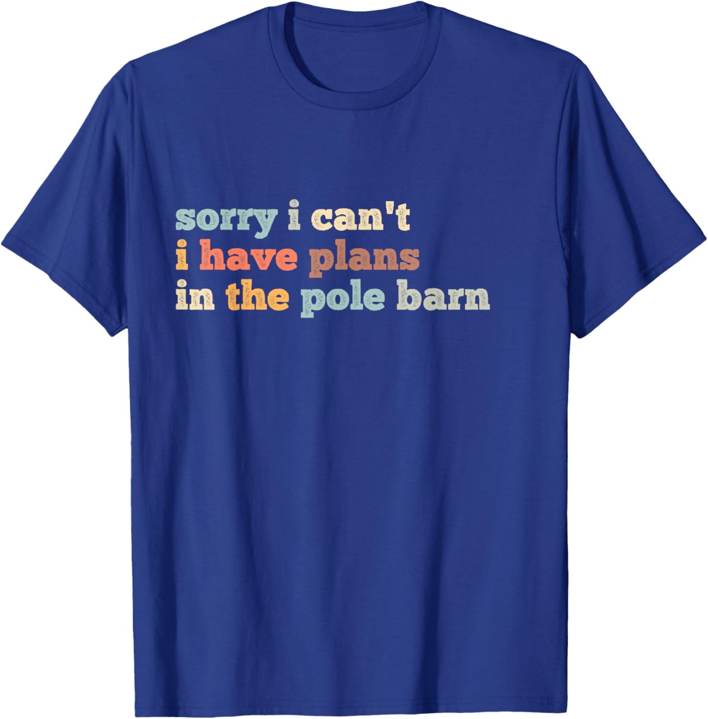 Sorry I Can't I Have Plans In The Pole Barn T-Shirt - T-Shirt | Royal