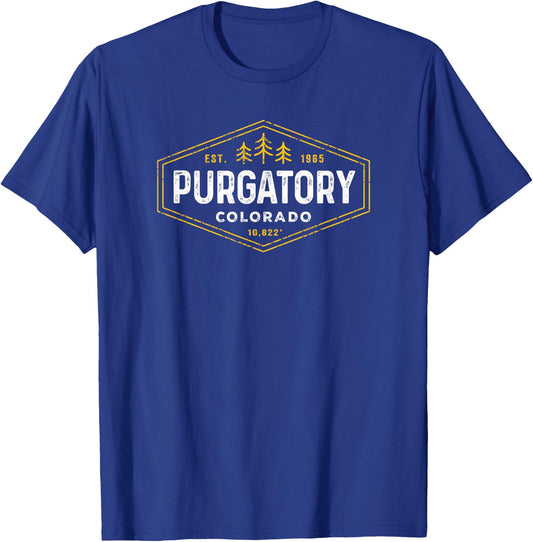 Vintage Purgatory Altitude Hexagon Badge Colorado Souvenir T-Shirt - T-Shirt | Royal