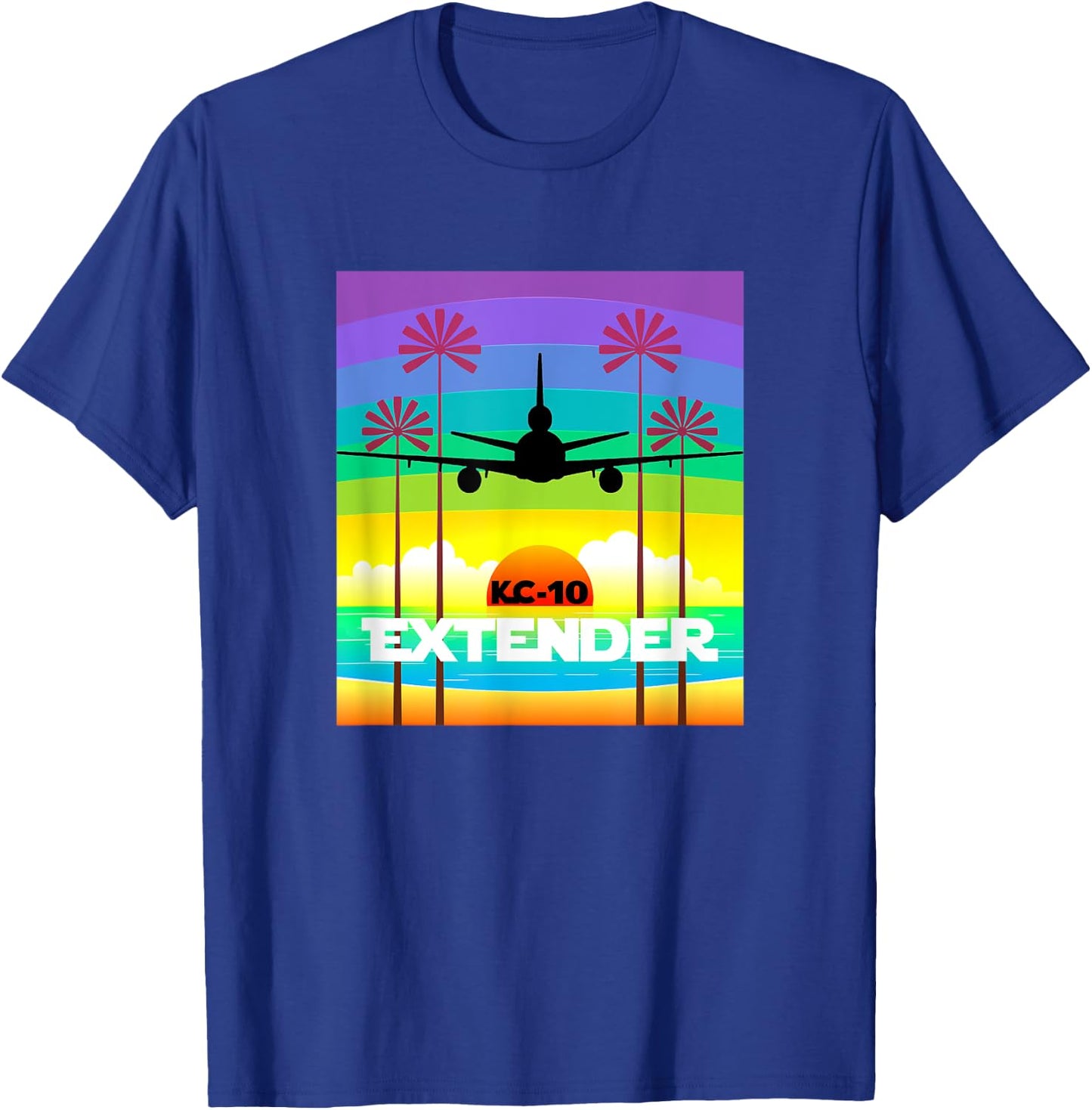 KC-10 Multi-Colored Palm Tree Sunset T-Shirt - T-Shirt | Royal