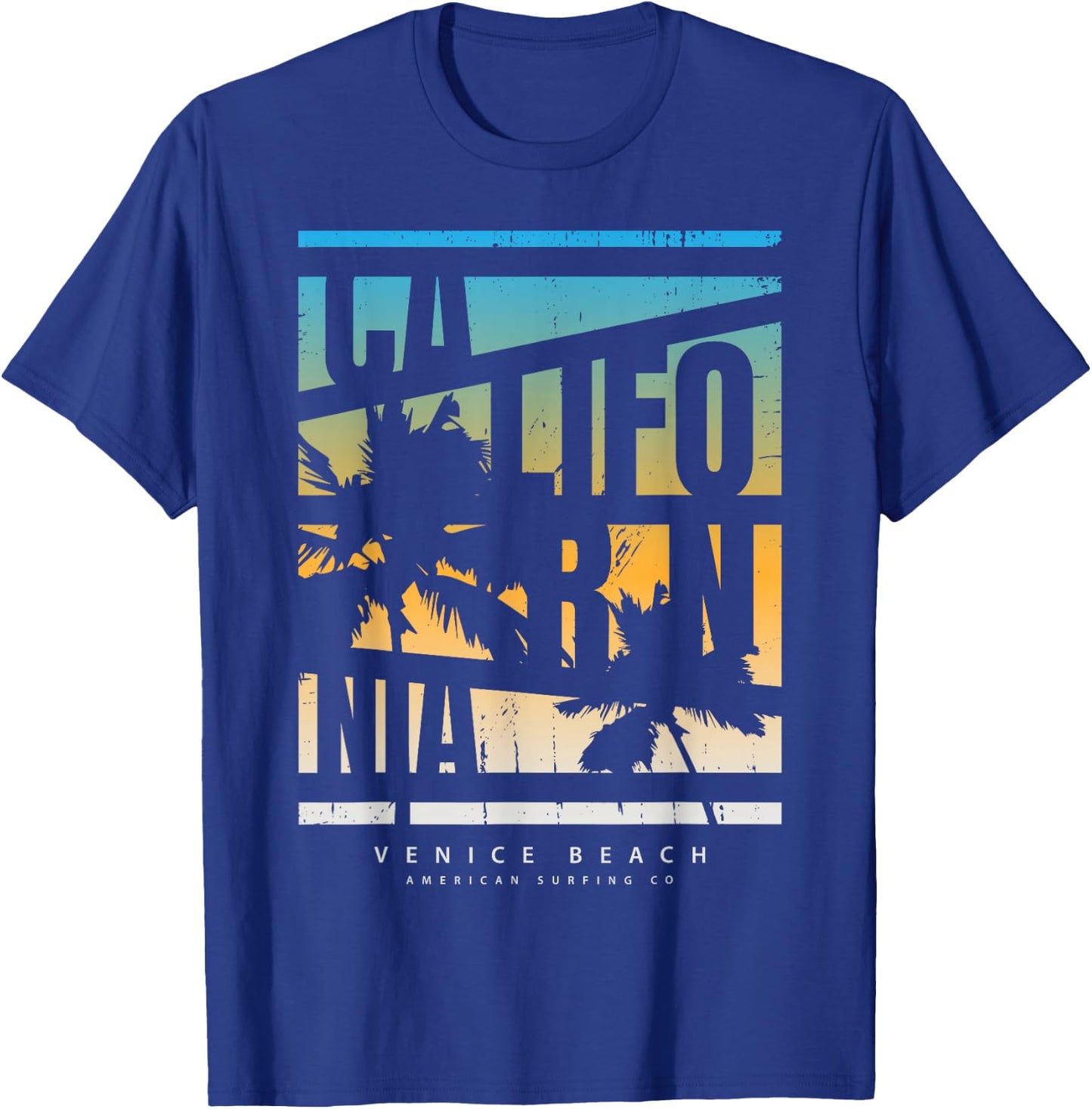 California Venice Beach American Surfing Co T-Shirt - T-Shirt | Royal