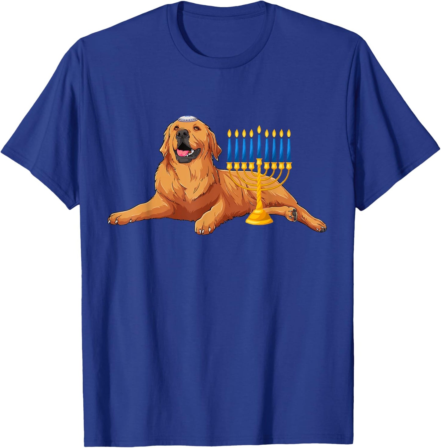 Jewish Golden Retriever Dog Menorah Hanukkah Pajamas T-Shirt - T-Shirt | Royal