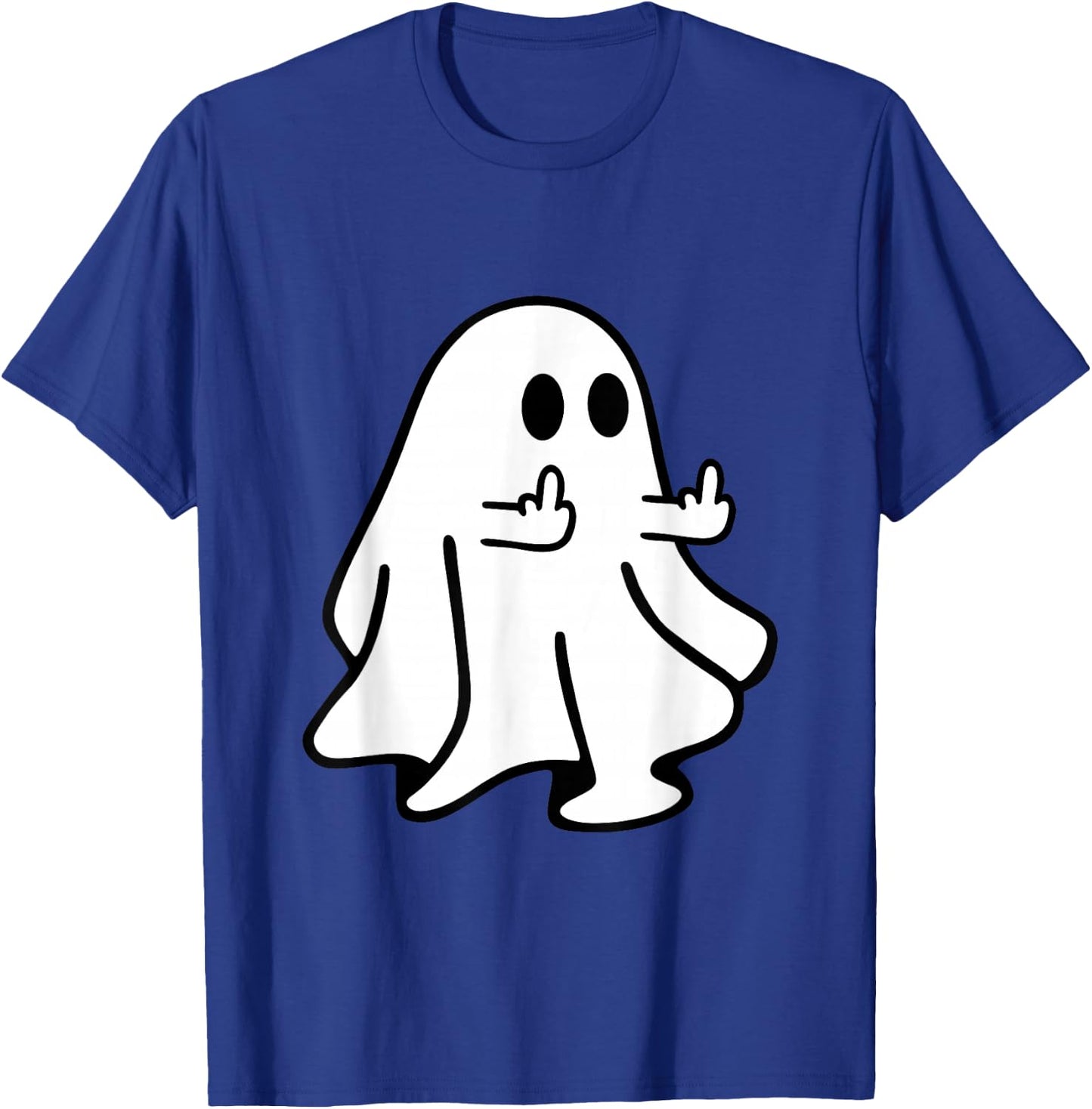 Spooky Ghost Middle Finger Halloween Party T-Shirt - T-Shirt | Royal