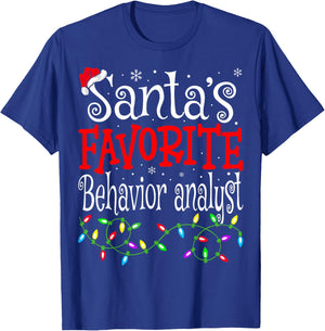 Santas Favorite Behavior Analyst Christmas ABA Therapist T-Shirt - T-Shirt | Royal
