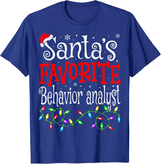 Santas Favorite Behavior Analyst Christmas ABA Therapist T-Shirt - T-Shirt | Royal