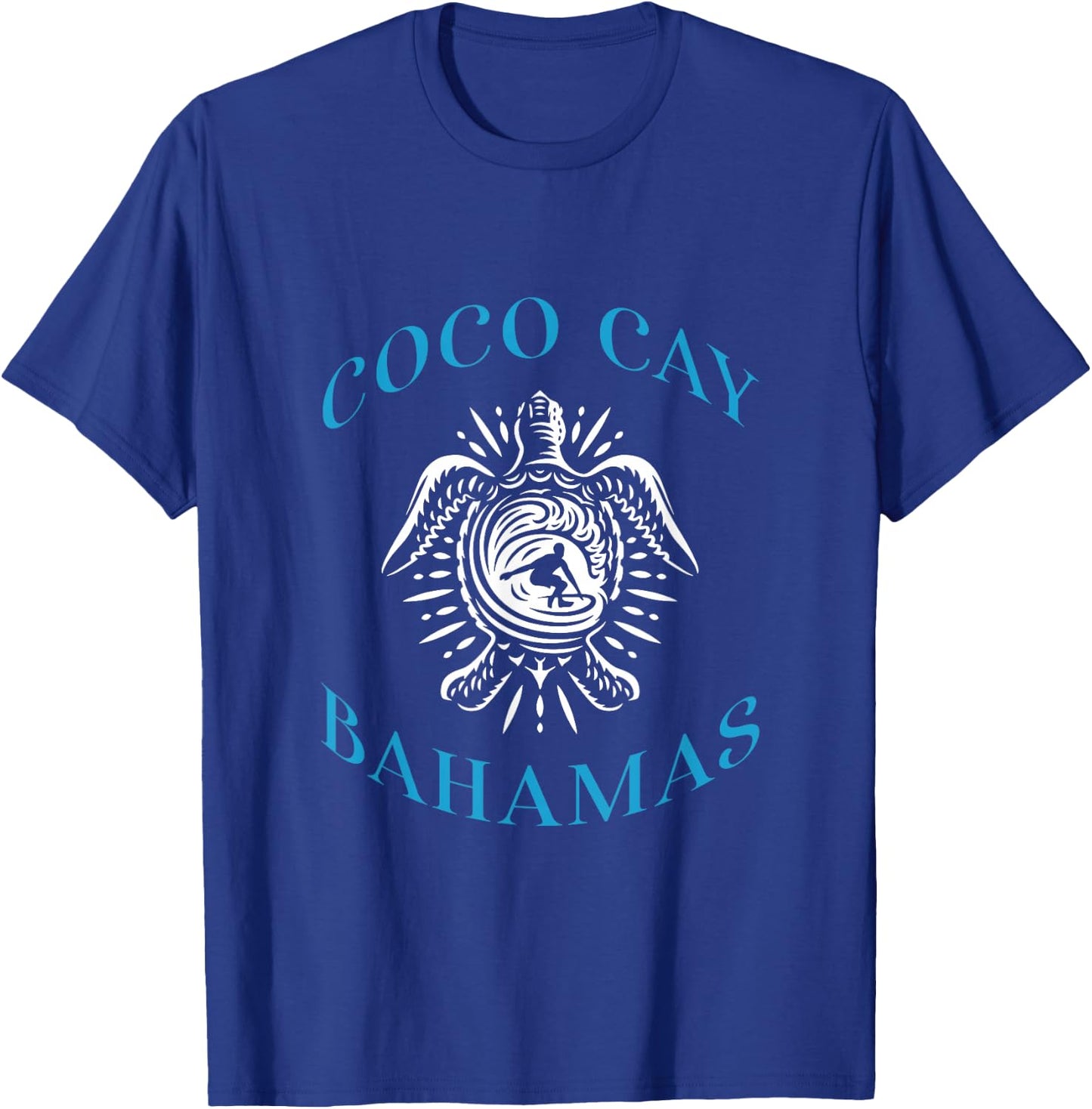 Coco Cay Bahamas Sea Turtle Surfing Vacation Souvenir T-Shirt - T-Shirt | Royal