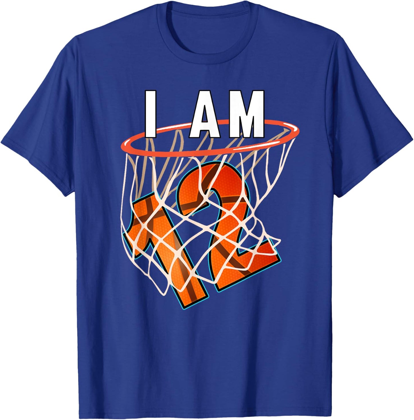 I Am 12 Basketball Themed 12th Birthday Party Celebration T-Shirt - T-Shirt | Royal