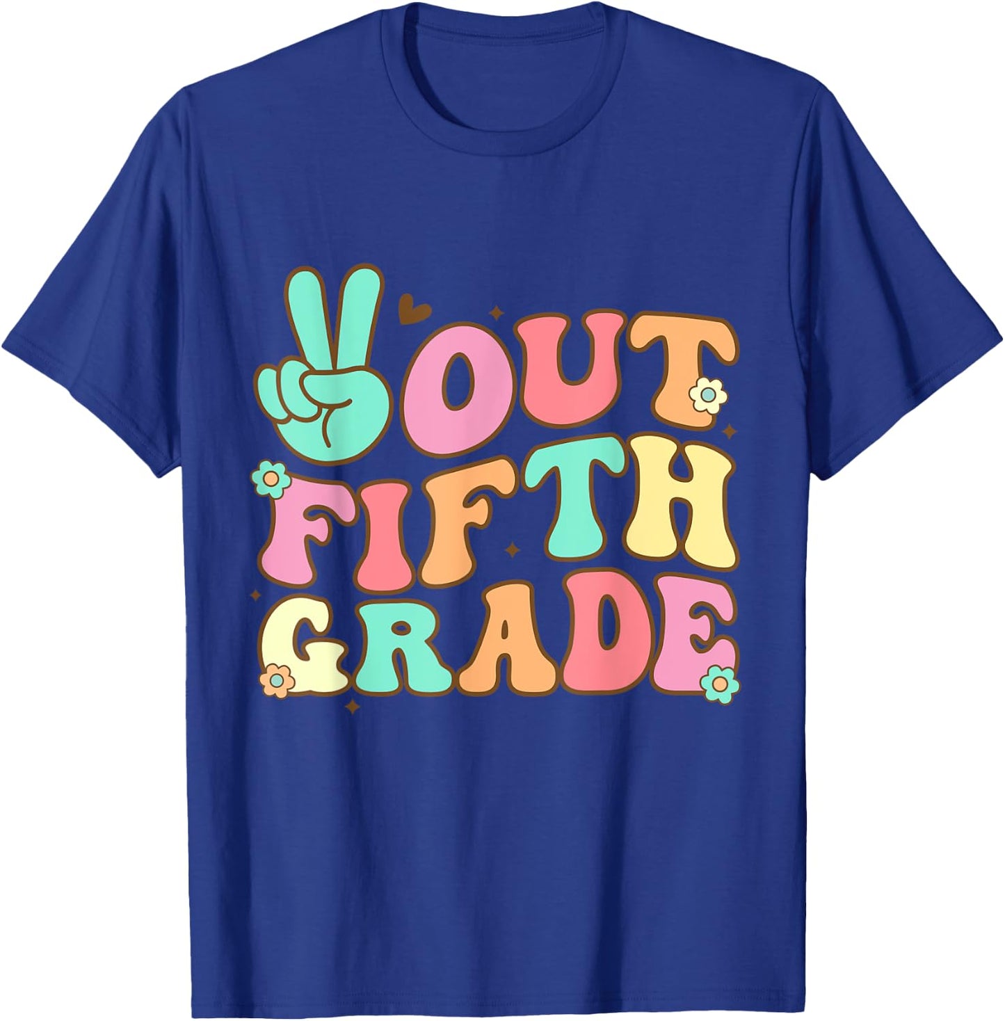 Peace Out Fifth 5th Grade Last Day School Graduation T-Shirt - T-Shirt | Royal