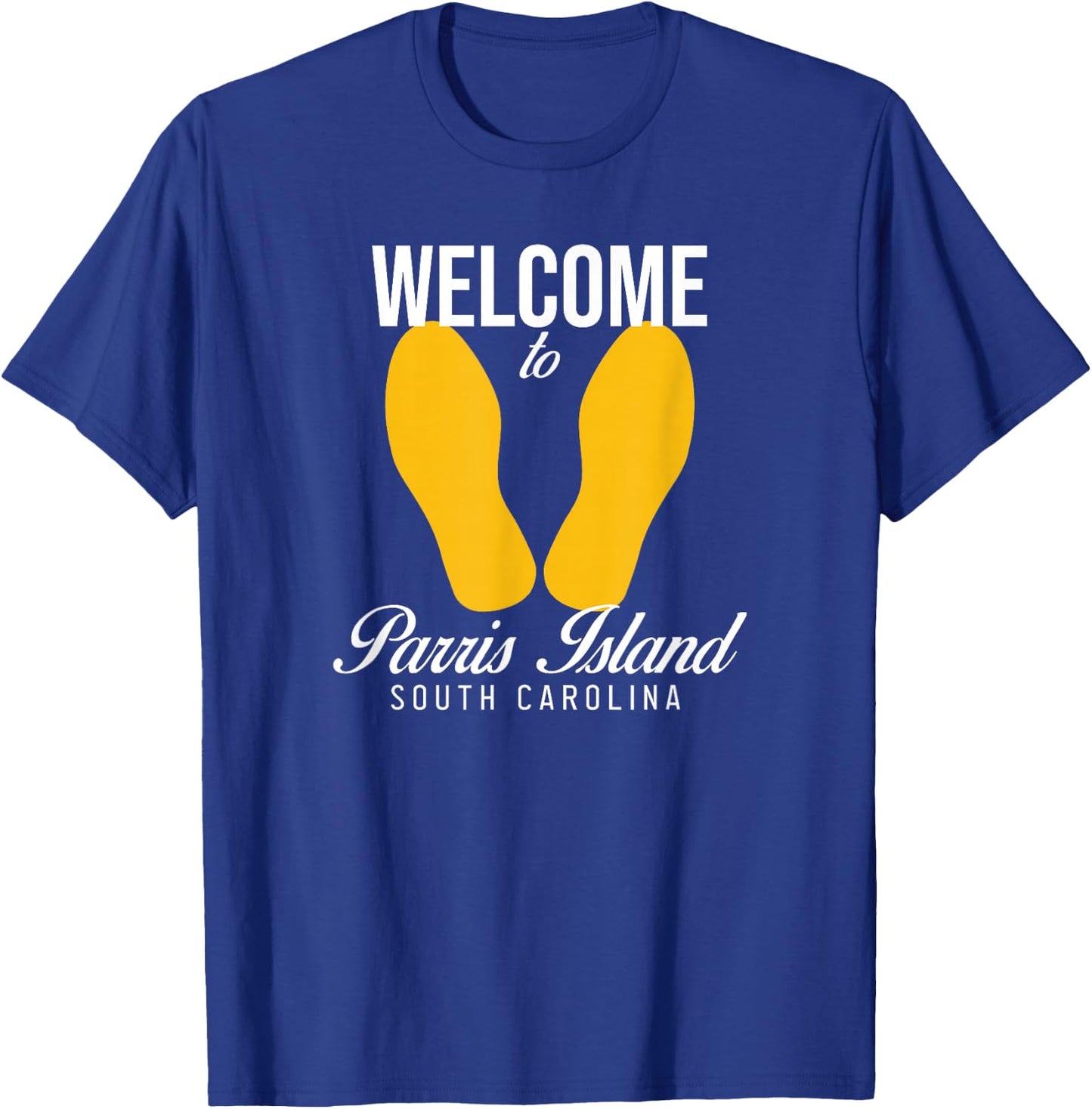 Parris Island SFMF Yellow Foot Prints T-Shirt - T-Shirt | Royal
