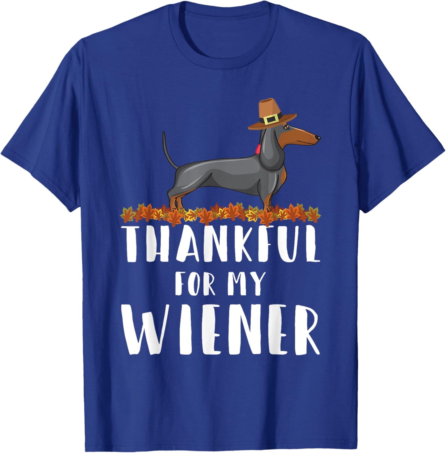Thankful for My Wiener Dog Funny Dachshund Thanksgiving Women Kids T-Shirt - T-Shirt | Royal
