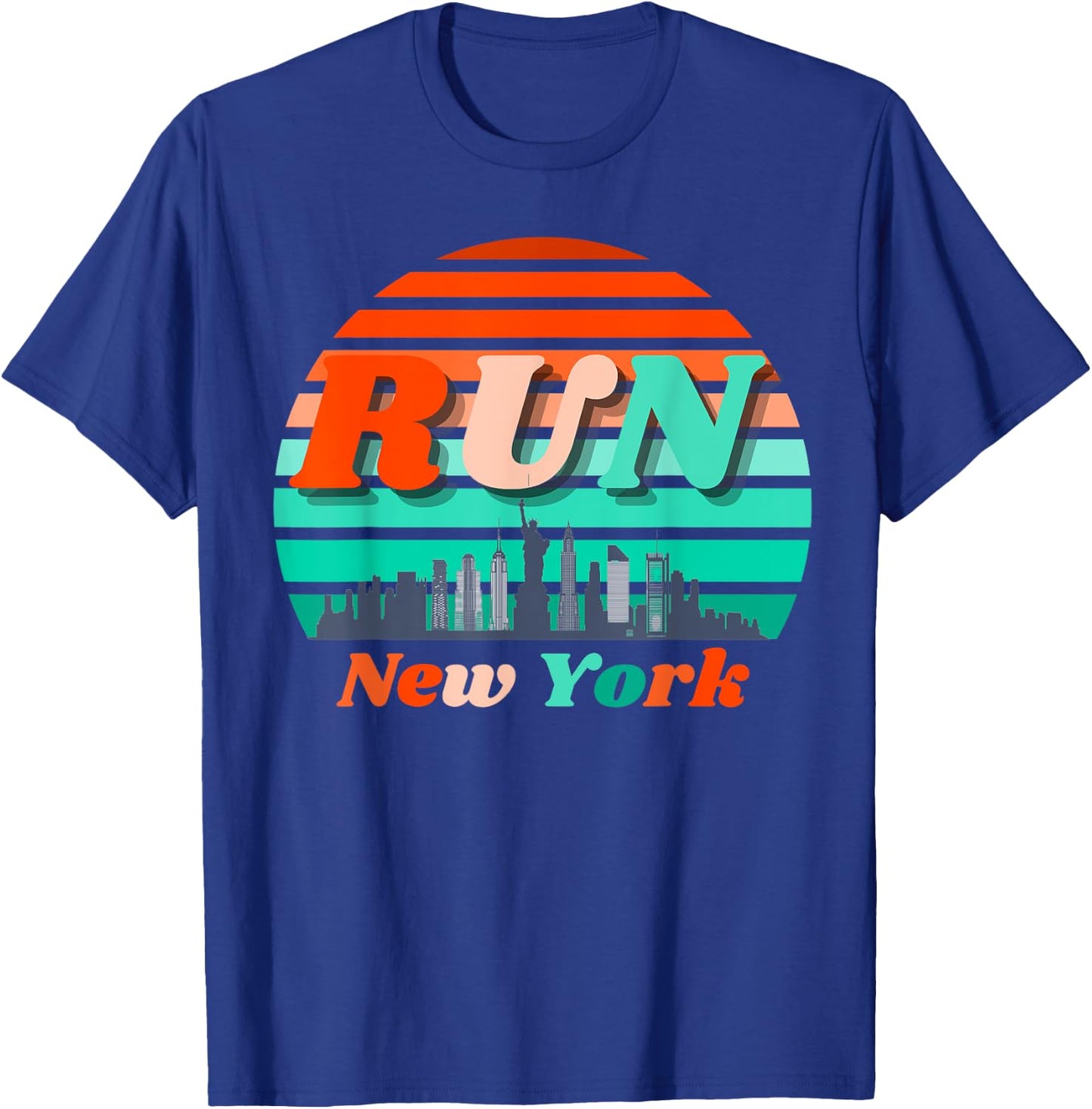 Run New York Sunrise City Silhouette Celebrate Running T-Shirt - T-Shirt | Royal
