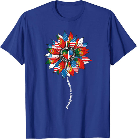 Half Portuguese And American America Portugal Usa Flag Women T-Shirt - T-Shirt | Royal
