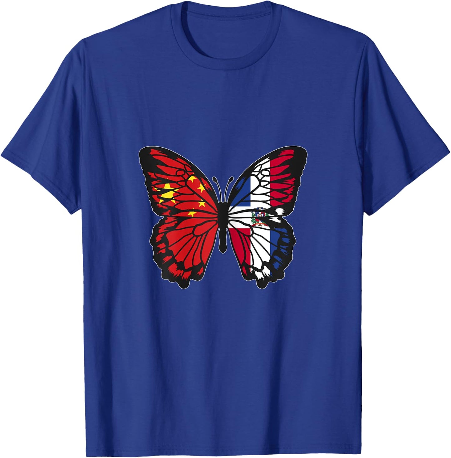 China and Dominican Mix Butterfly Half Chinese Dominicana T-Shirt - T-Shirt | Royal