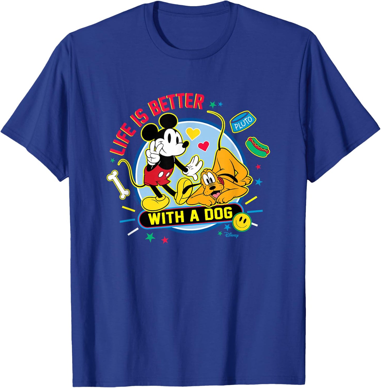 Mickey & Pluto - Life Is Better With A Dog T-Shirt - T-Shirt | Royal