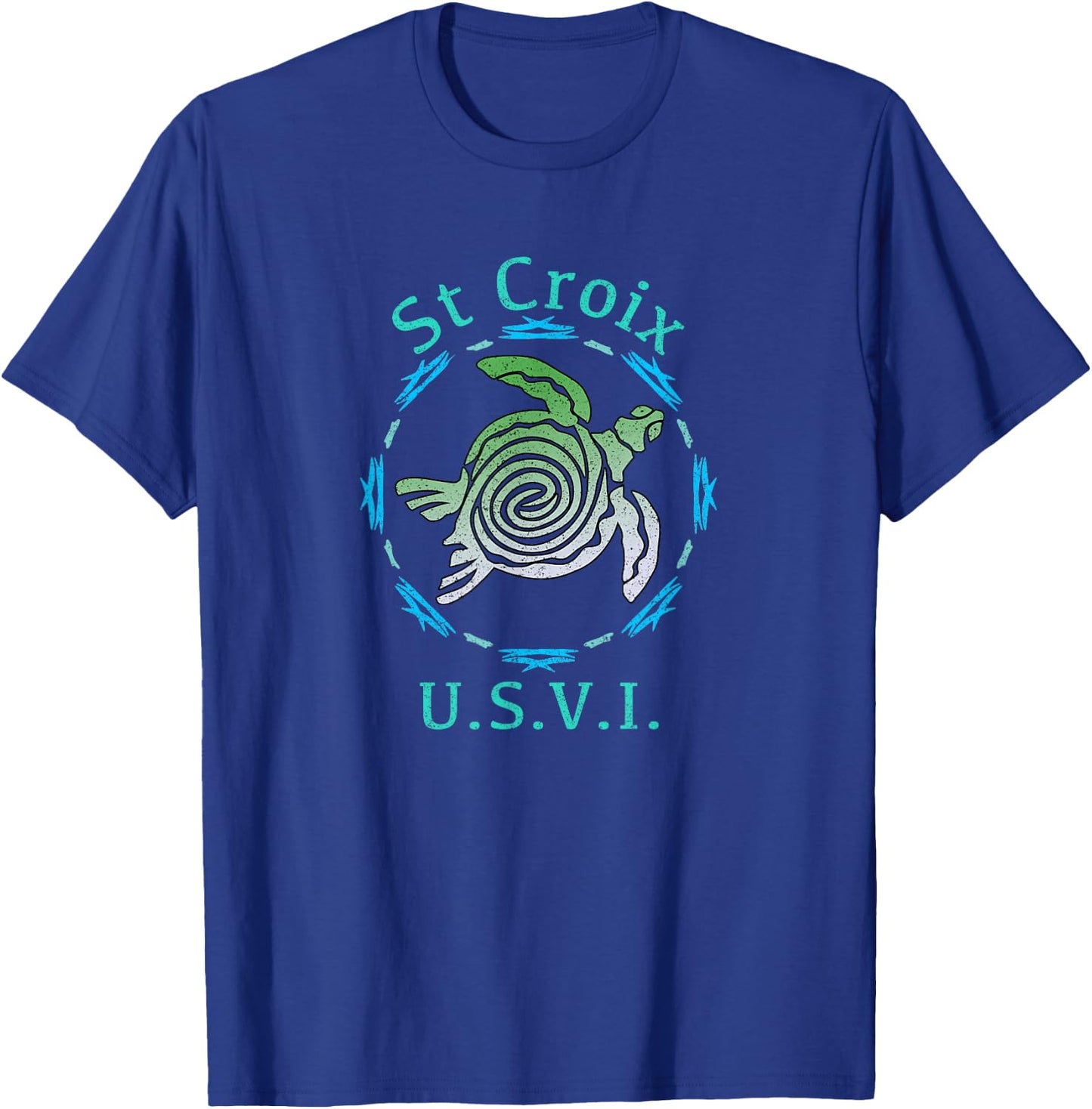 St. Croix USVI Vintage Tribal Turtle T-Shirt - T-Shirt | Royal