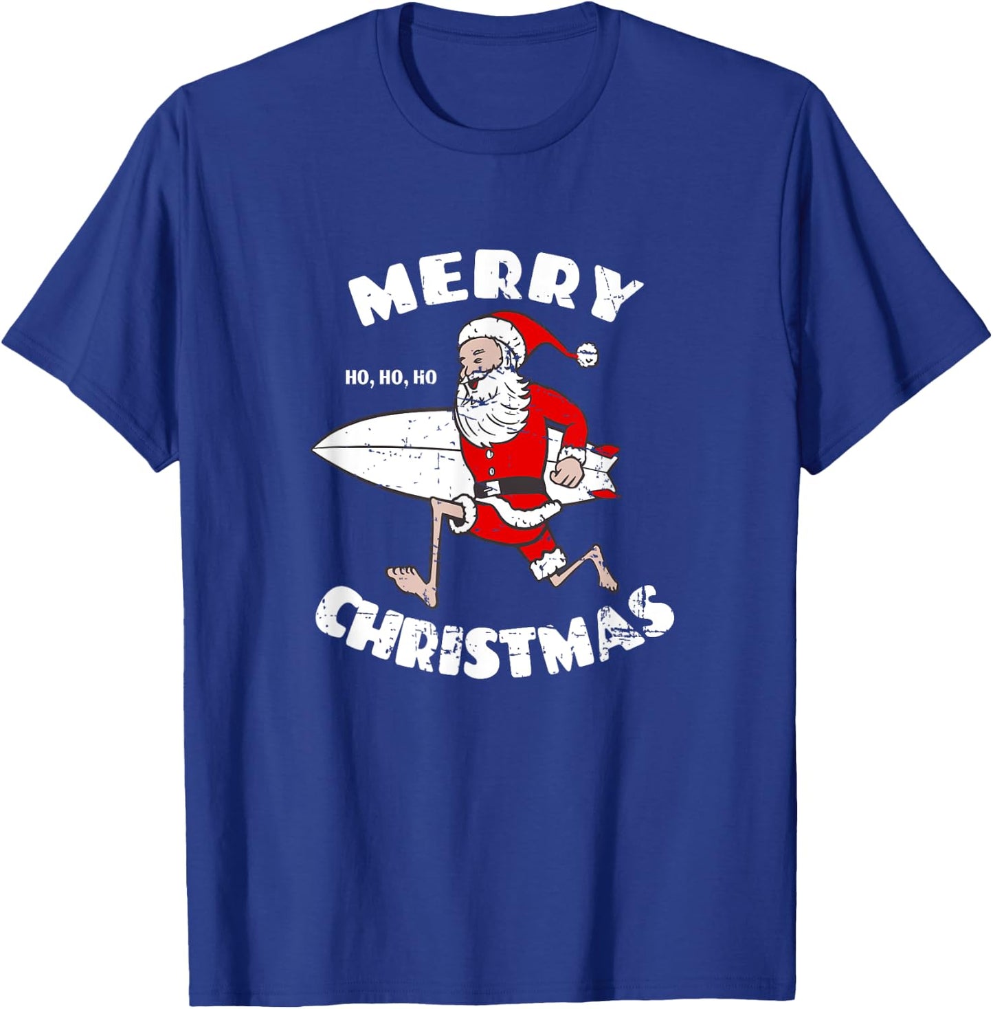Merry Christmas Surfing Santa - Surfboarder Surf Lover T-Shirt - T-Shirt | Royal
