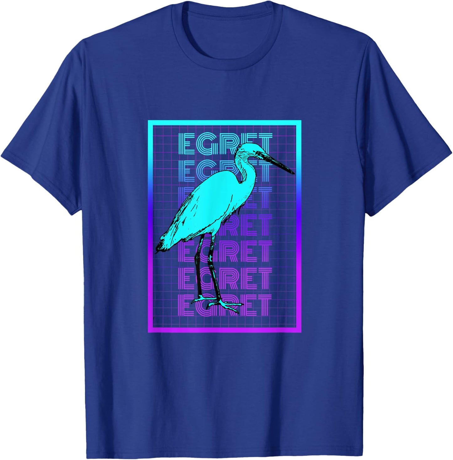 Egret Bird Vintage Retro Egret T-Shirt - T-Shirt | Royal