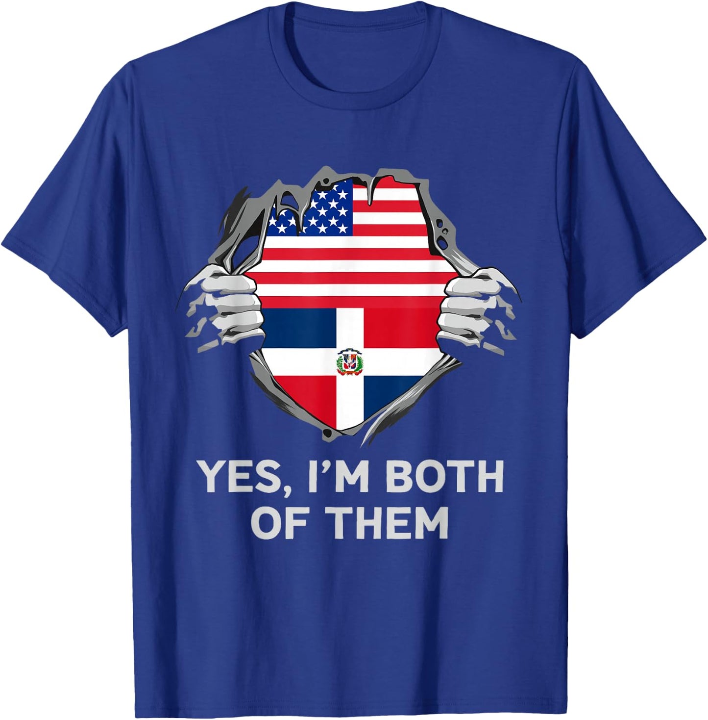 Half American Half Dominican USA Dominican Republic Flag T-Shirt - T-Shirt | Royal
