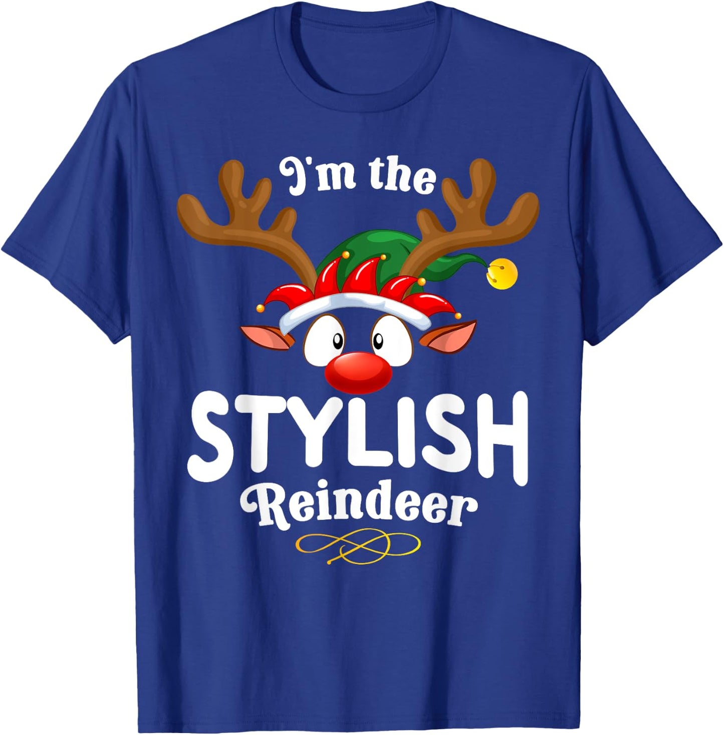 Christmas PJS Stylish XMas Reindeer Matching T-Shirt - T-Shirt | Royal