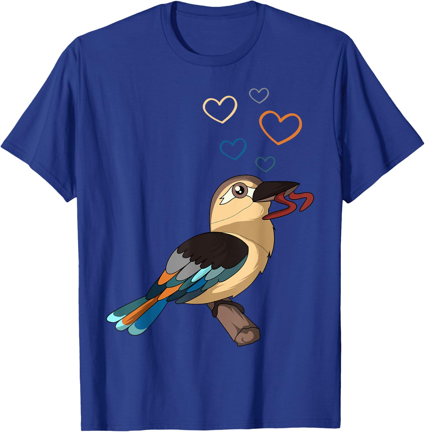 Kookaburra Heart Kingfisher Birdwatcher Ornithologist T-Shirt - T-Shirt | Royal