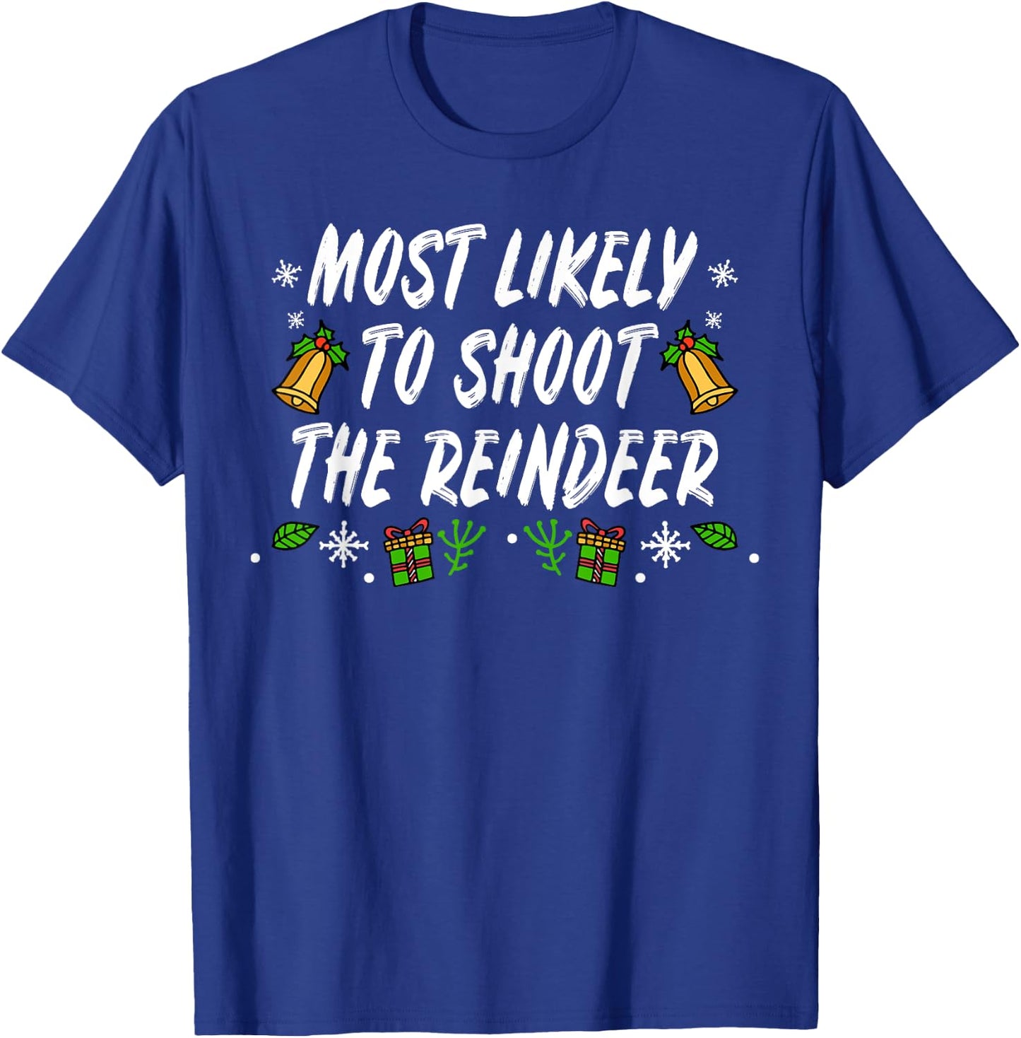 Reindeer Santa Claus Christmas Holiday T-Shirt - T-Shirt | Royal