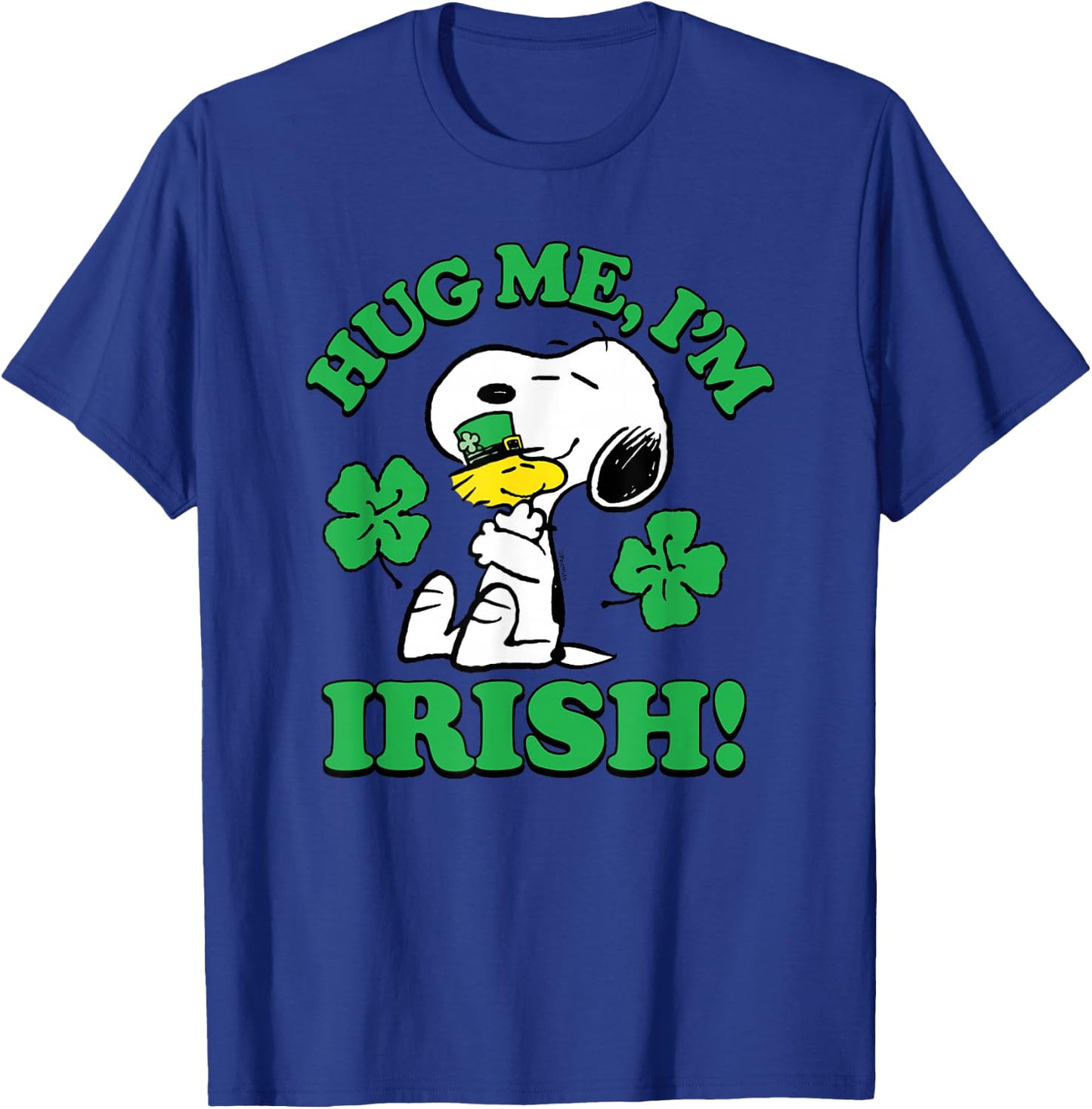 Peanuts - Snoopy Woodstock Hug Me Irish T-Shirt - T-Shirt | Royal