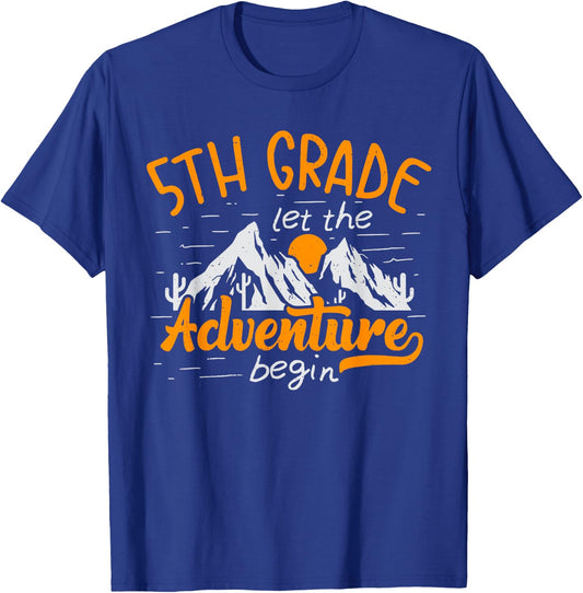 5th Grade Adventure Begin 1st Day Of School Kids Teachers T-Shirt - T-Shirt | Royal