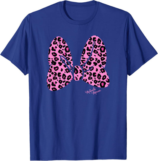 Disney Minnie Mouse Pink Animal Print Classic Bow T-Shirt - T-Shirt | Royal