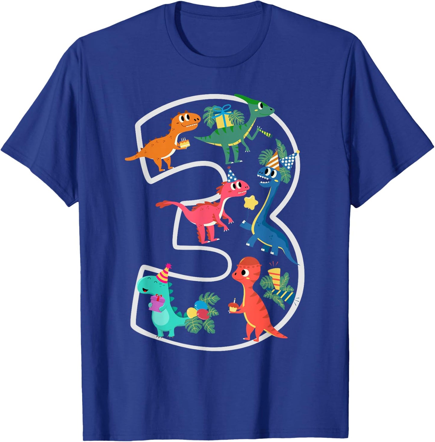 3rd Birthday Dinosaurs Party Design Toddlers Boys Girls T-Shirt - T-Shirt | Royal