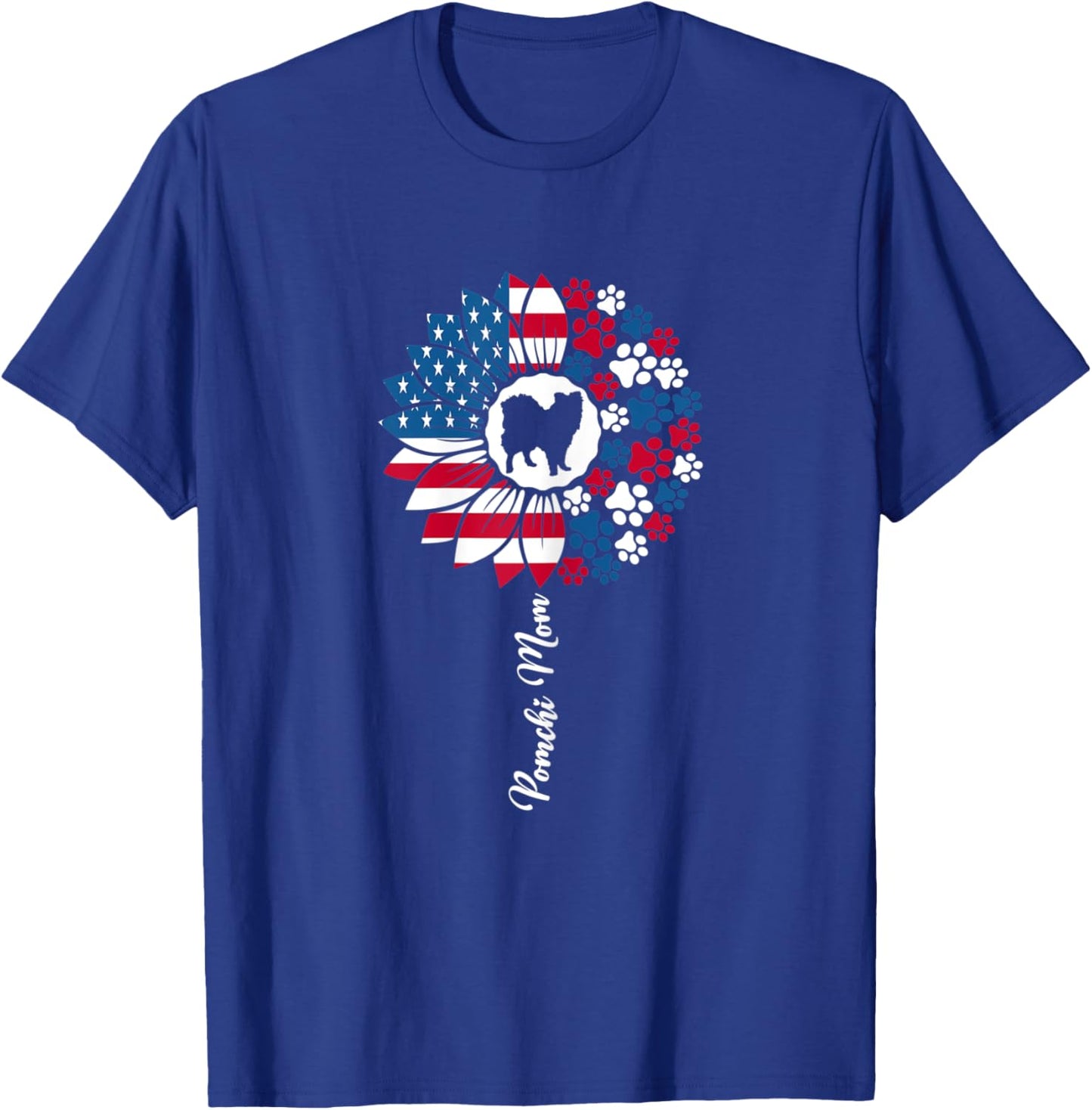Cute Pomchi Mama Pom-Chi Dog Lovers American Flag T-Shirt - T-Shirt | Royal