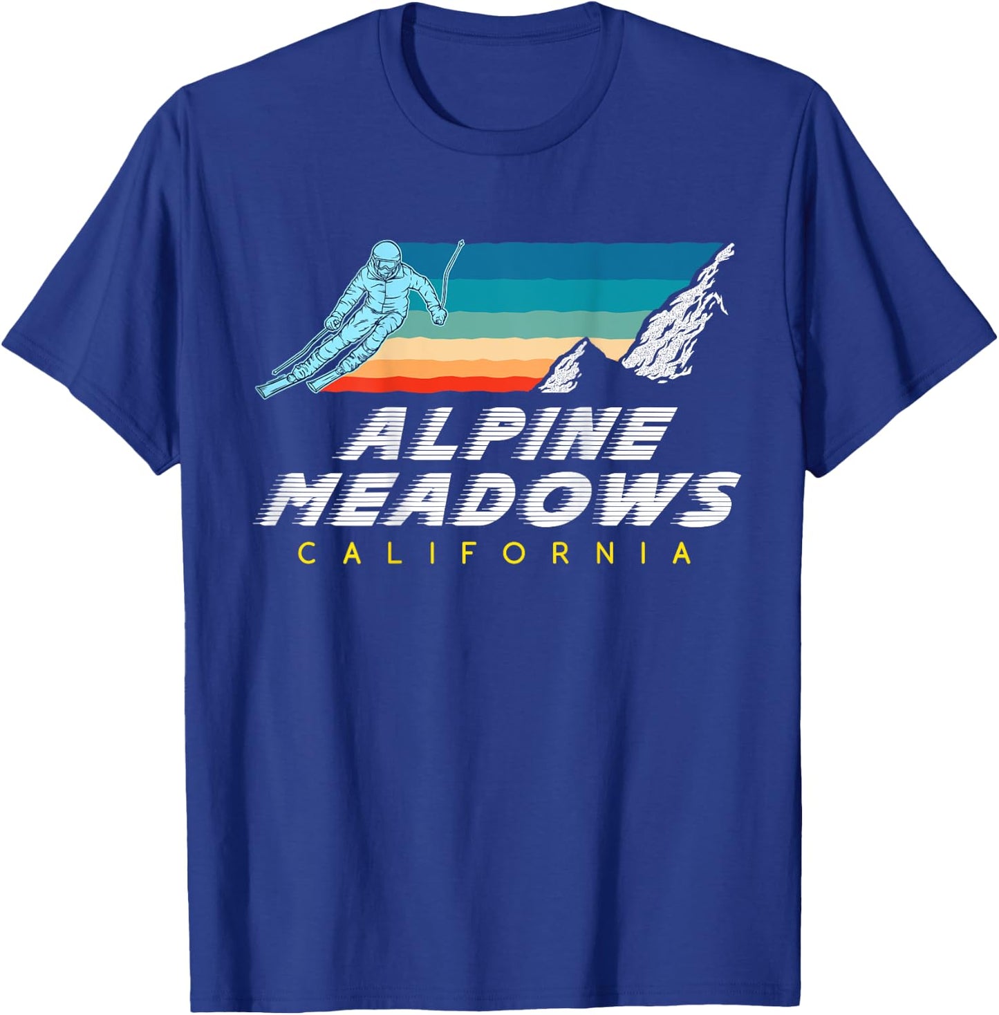 Alpine Meadows, California - USA Ski Resort - BACK PRINT T-Shirt - T-Shirt | Royal