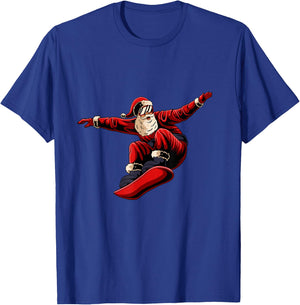Santa Snowboarding Christmas Pajama Snowboard Sport X-Mas T-Shirt - T-Shirt | Royal