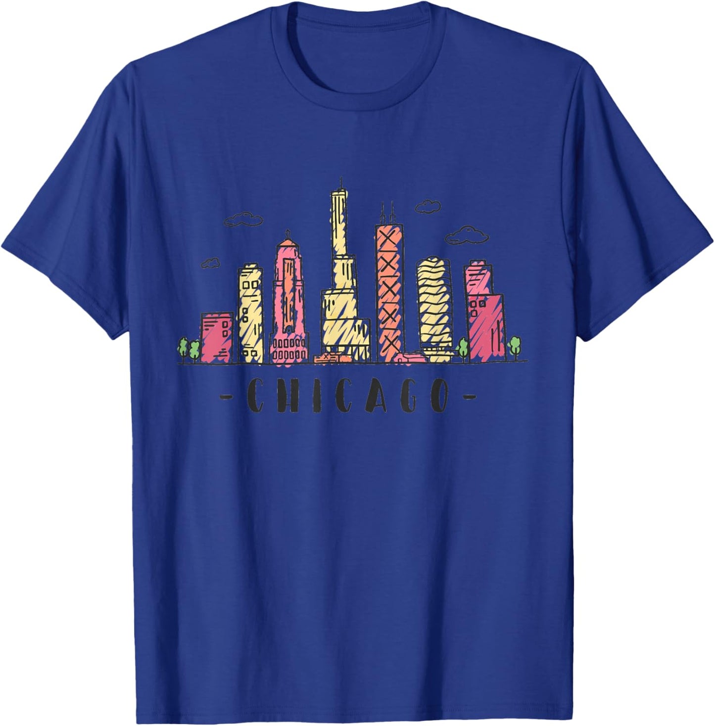 Chicago Skyline Illinois Vintage T-Shirt - T-Shirt | Royal