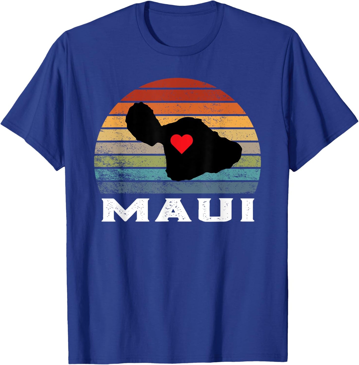 Vintage Retro Maui Hawaii Map With Heart Island T-Shirt - T-Shirt | Royal