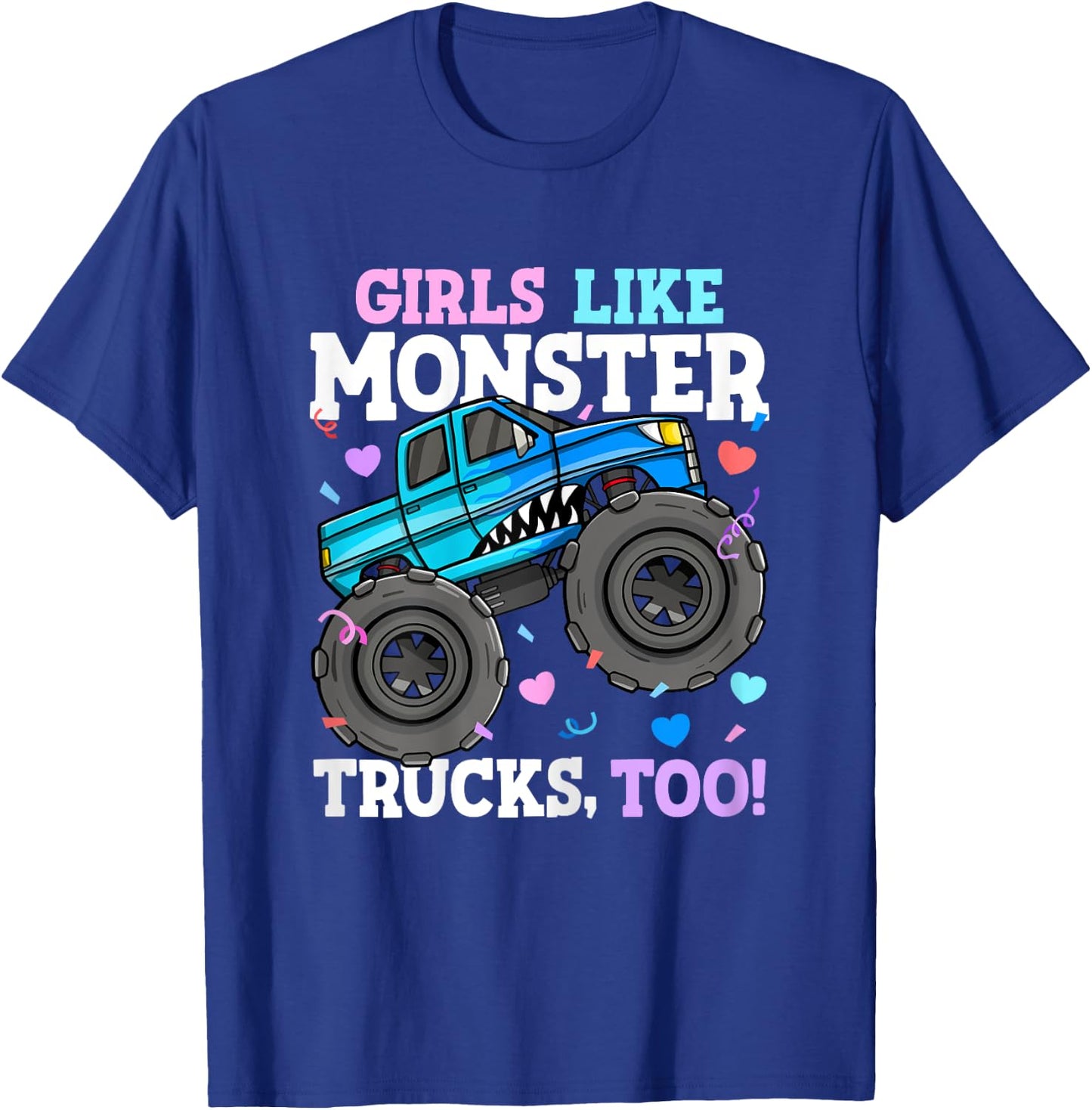 Shark Monster Truck Girls Like Monster Trucks Too Kids T-Shirt - T-Shirt | Royal