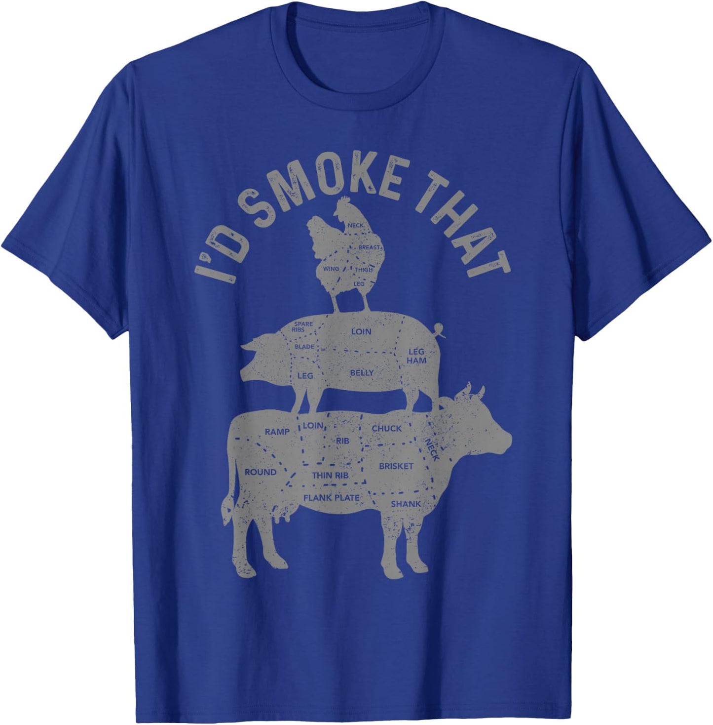 Chef Butcher BBQ I'd Smoke That Pork Beef Funny Father's Day T-Shirt - T-Shirt | Royal