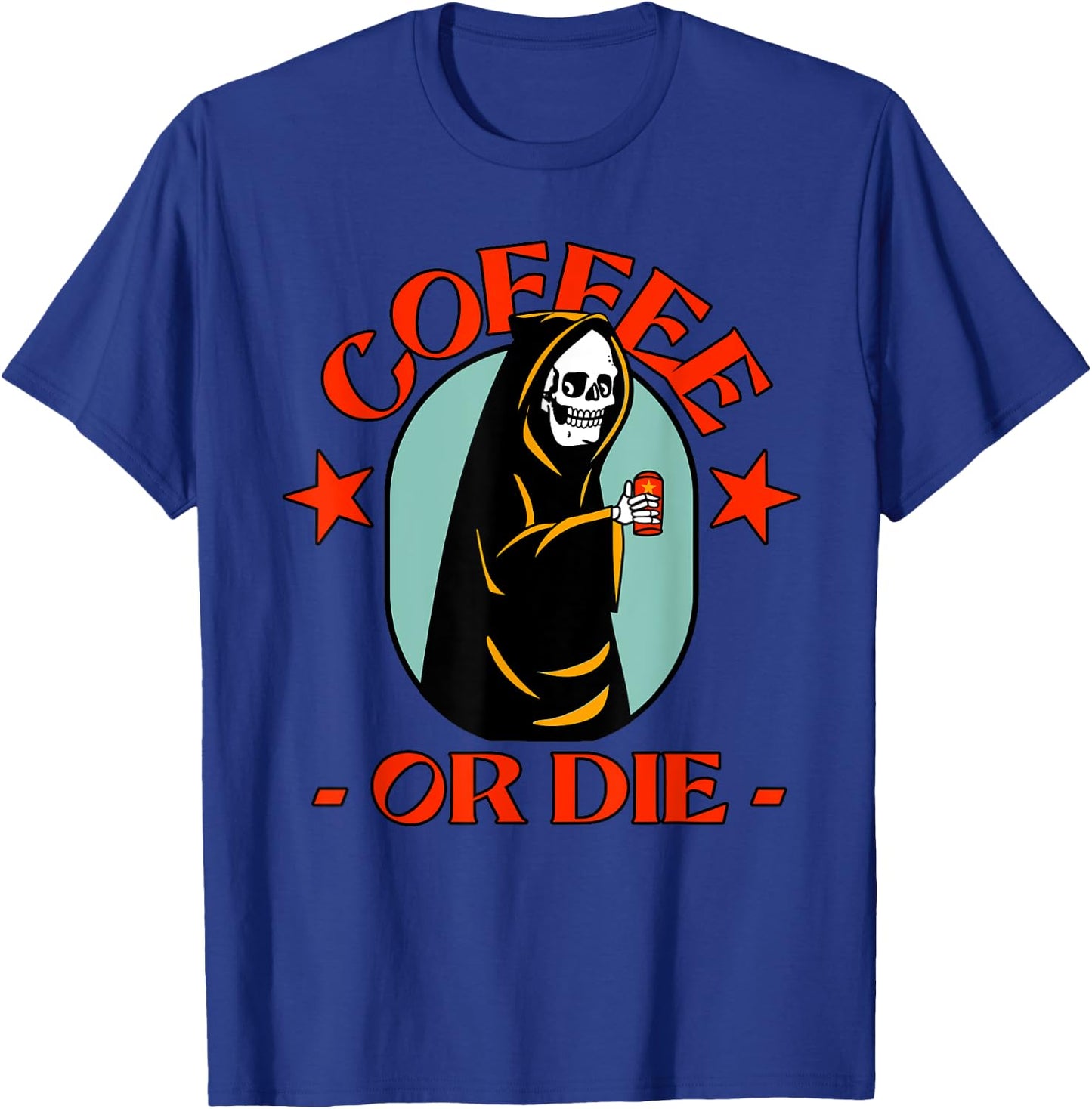 Funny COFFEE or DIE Scary Halloween T-Shirt - T-Shirt | Royal