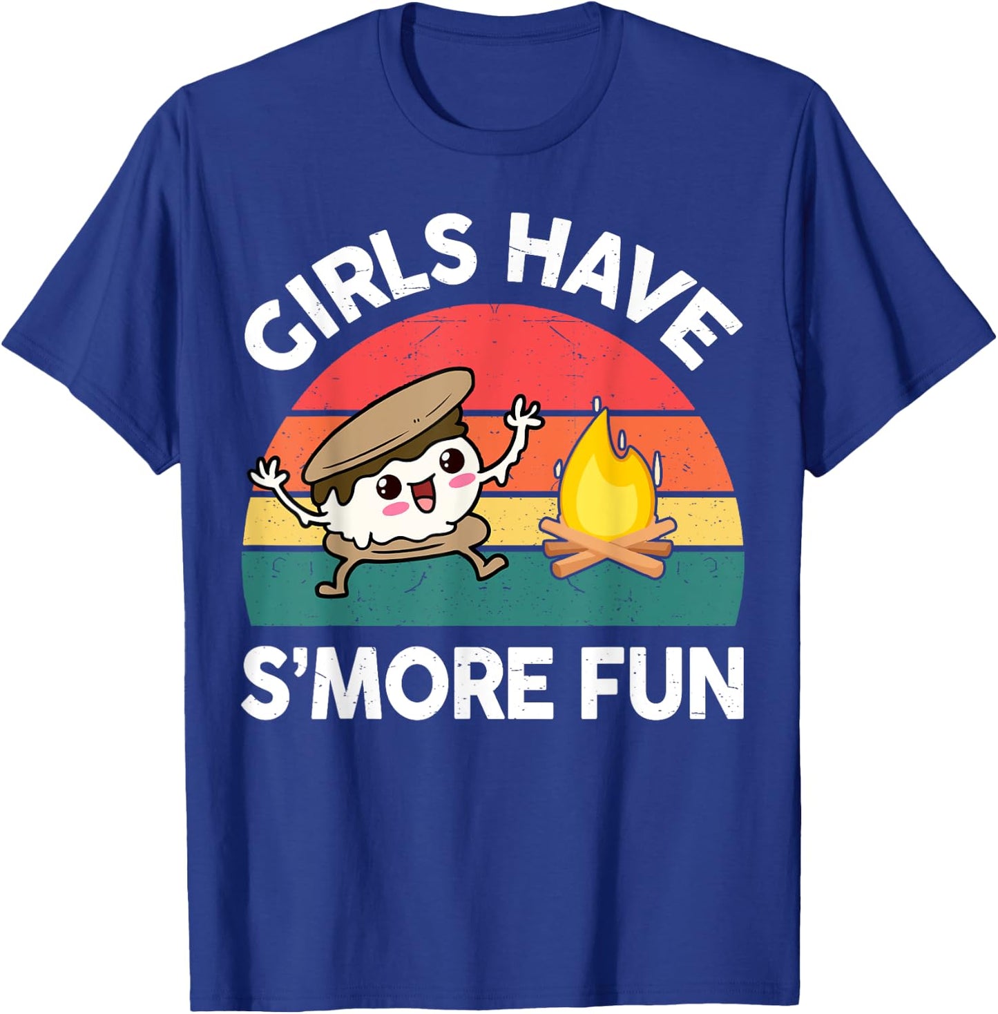 Funny Camping Girl Have Smore Fun Kids Women Happy Camper T-Shirt - T-Shirt | Royal