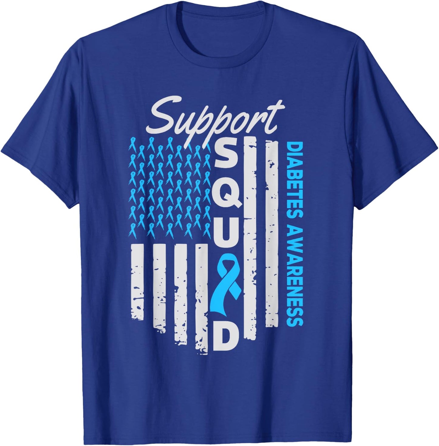 Support Squad USA Flag Type 2 Type 1 Diabetes Awareness Kids Men T-Shirt - T-Shirt | Royal