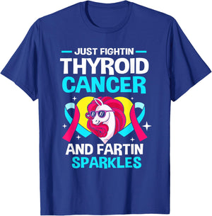 Unicorn Thyroid Cancer Funny Thyroid Cancer Warrior T-Shirt - T-Shirt | Royal