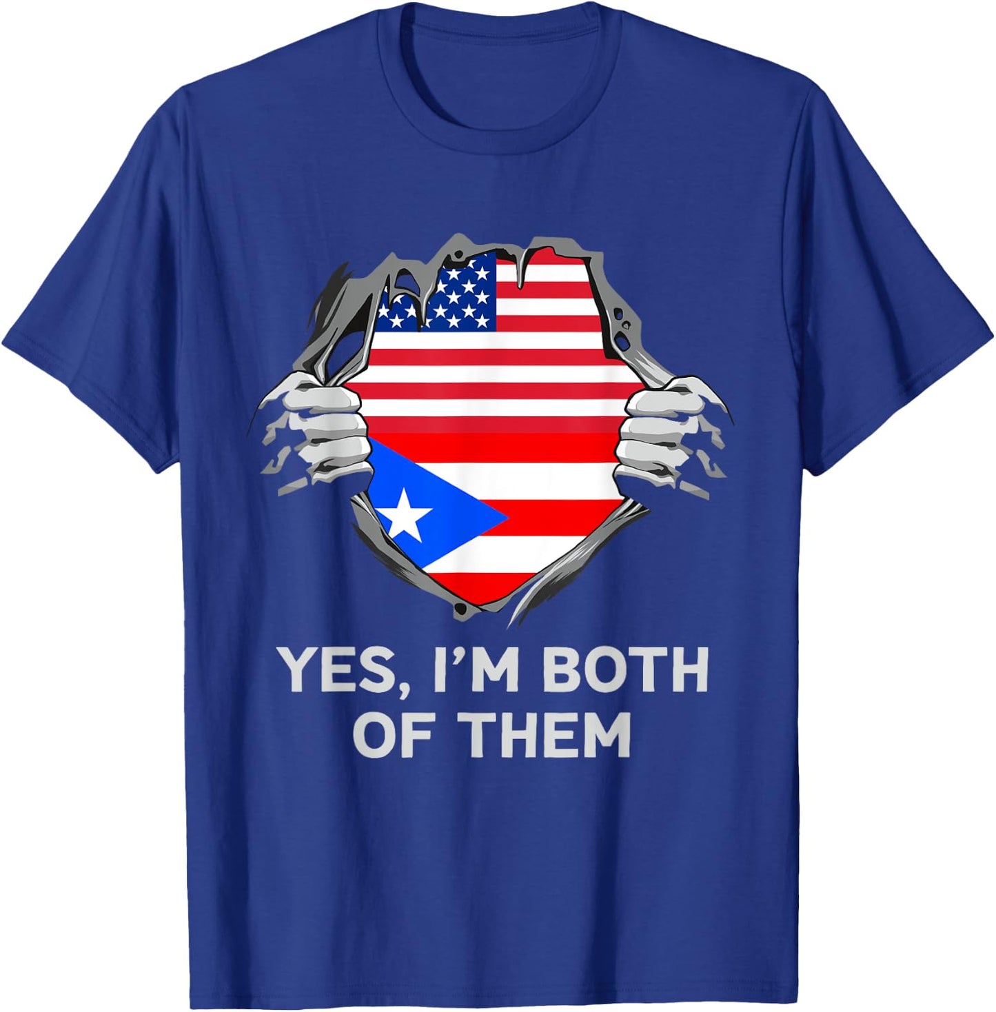 Half American Half Puerto Rican USA Puerto Rico Flag T-Shirt - T-Shirt | Royal