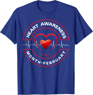 Heart Health Month February American Heart Health T-Shirt - T-Shirt | Royal