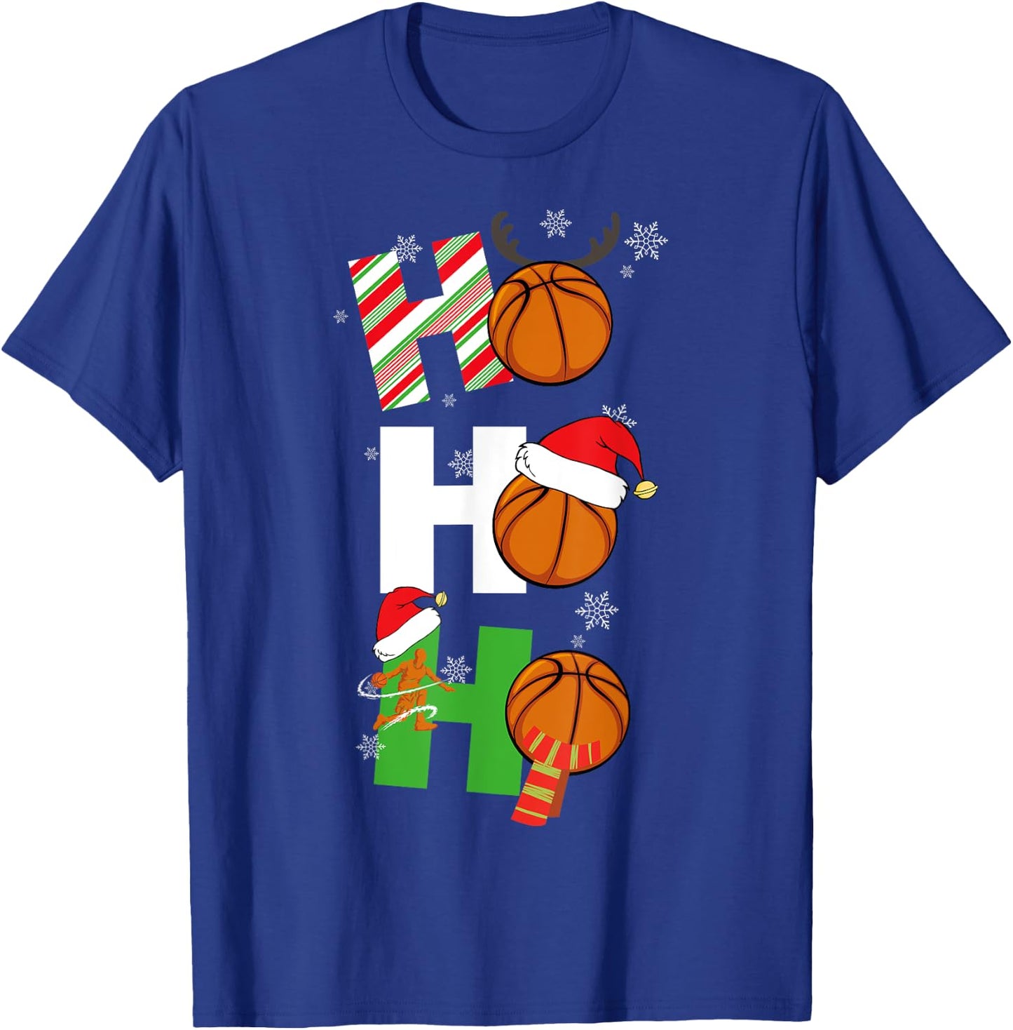 Funny Christmas Basketball Pajamas Player Matching Coach Men T-Shirt - T-Shirt | Royal