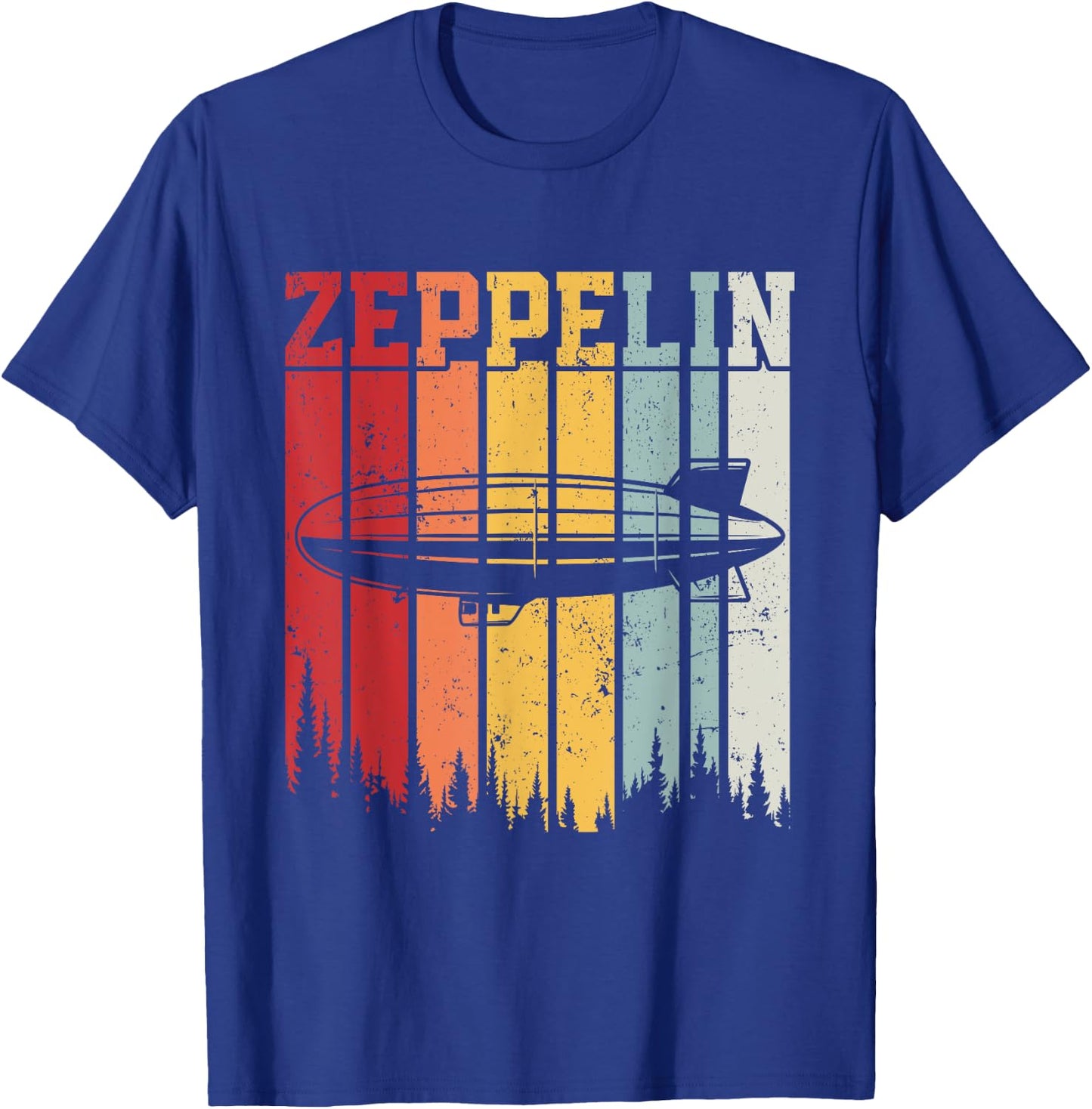 Retro Zeppelin 70s 80s Dirigible Airship Zepelin Zepplin T-Shirt - T-Shirt | Royal