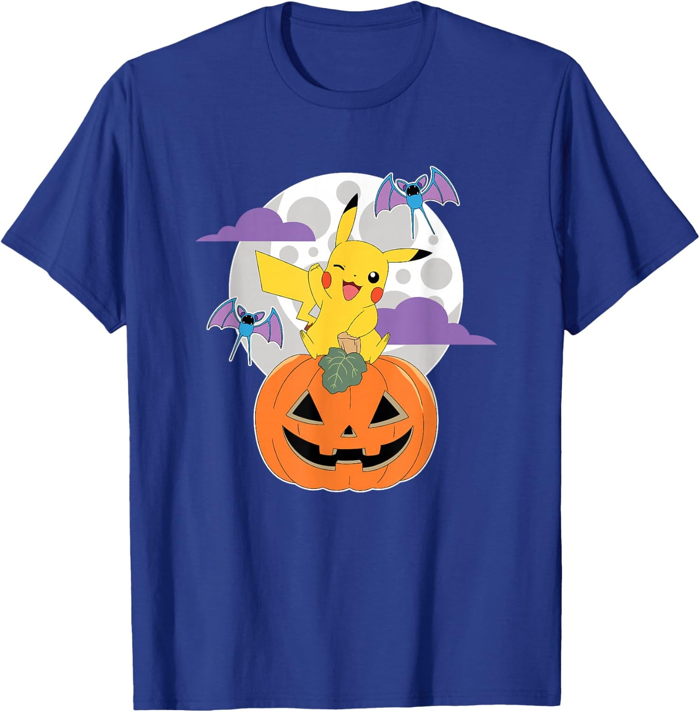Pokémon - Halloween Pumpkin Pikachu Zubats Moon T-Shirt - T-Shirt | Royal