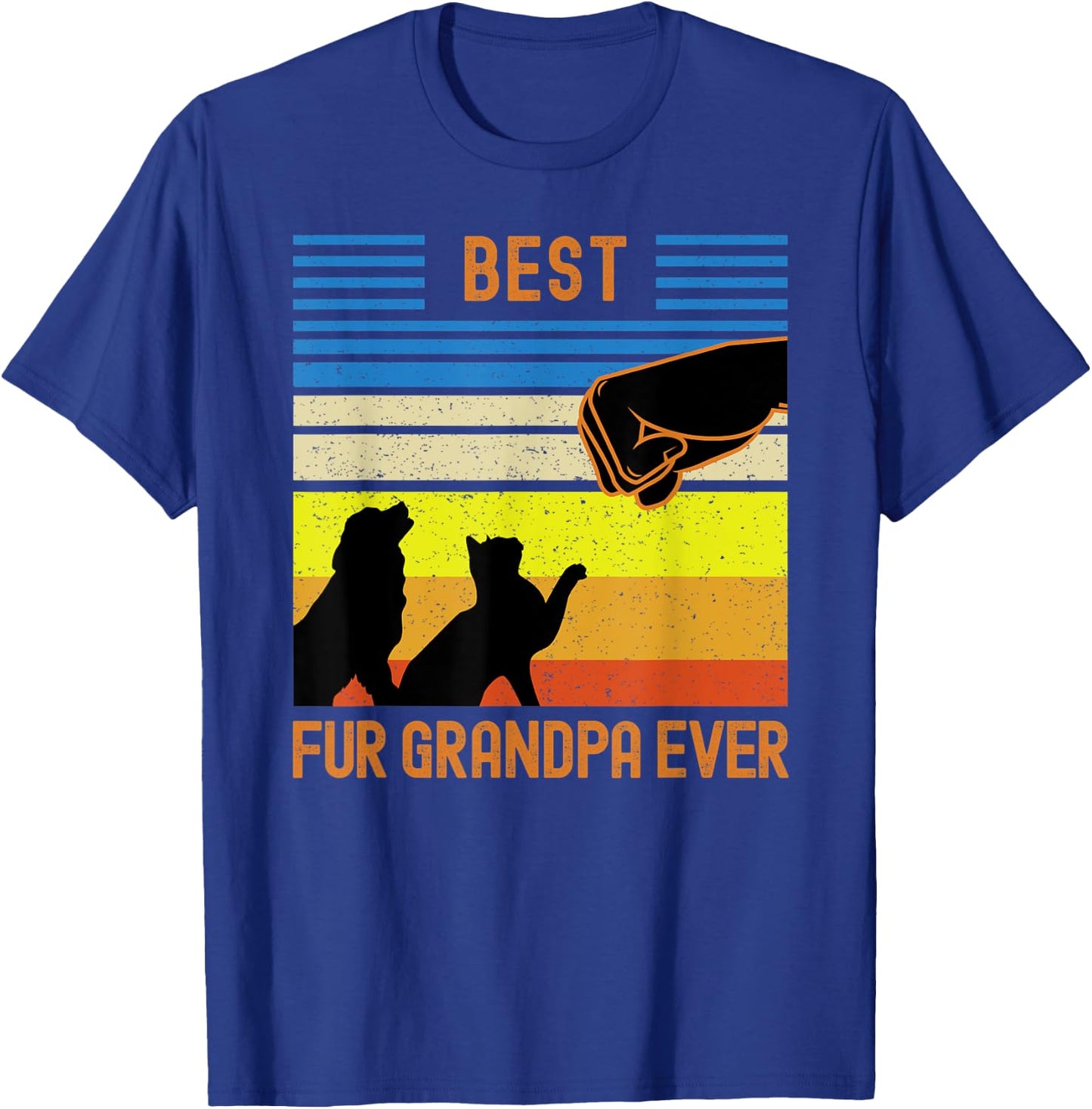Best Fur Grandpa Ever Funny Vintage Retro Dog and Cat Owner T-Shirt - T-Shirt | Royal