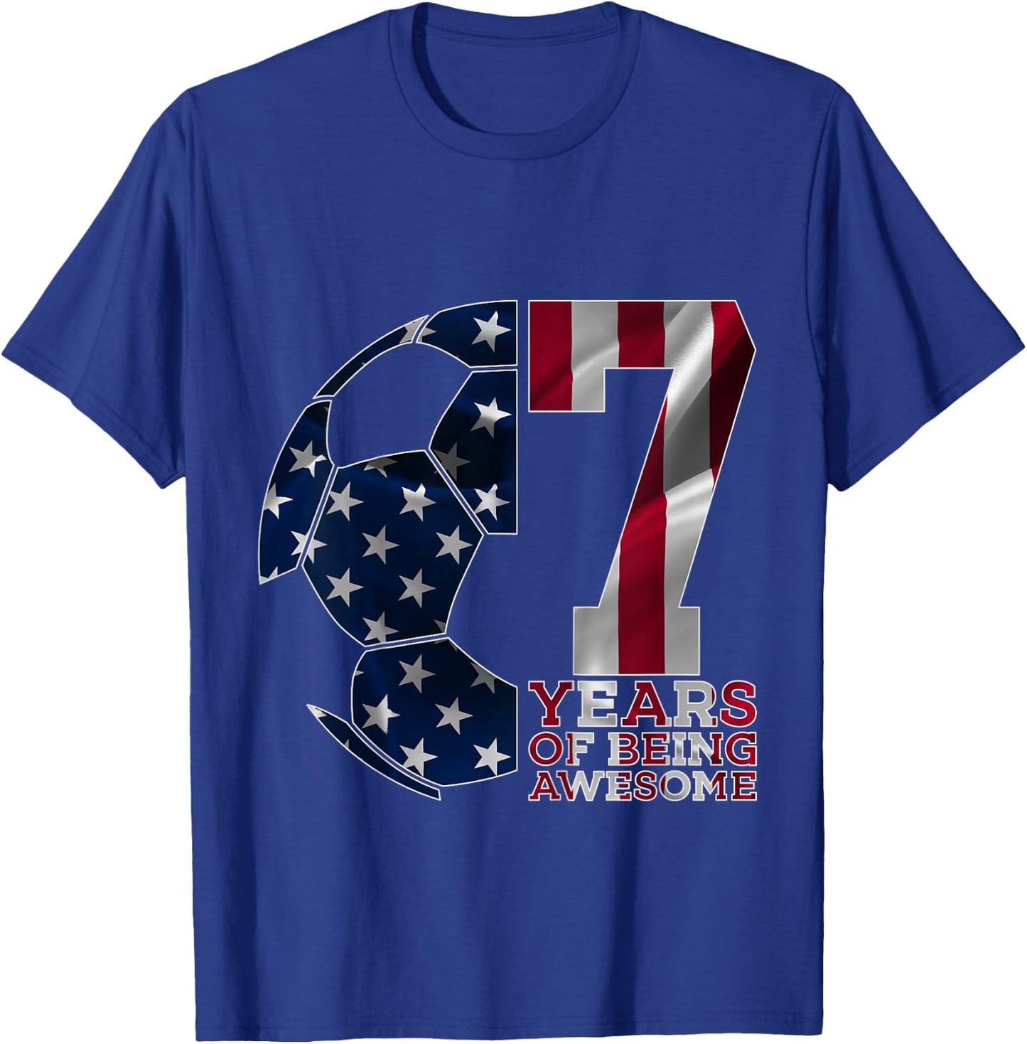 7 Years of Being Awesome Soccer 7th Birthday T-Shirt - T-Shirt | Royal