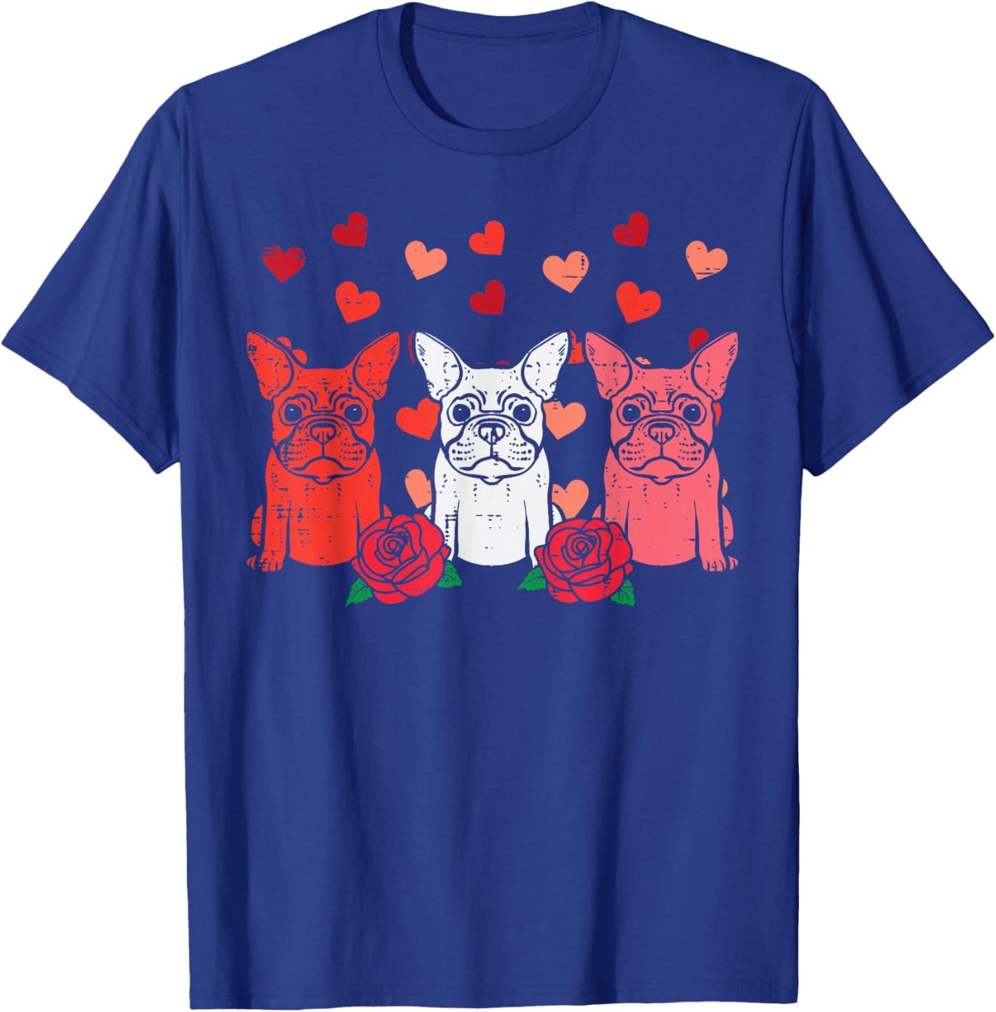 Valentines Day French Bulldogs Frenchie Dog Men Women Kids T-Shirt - T-Shirt | Royal