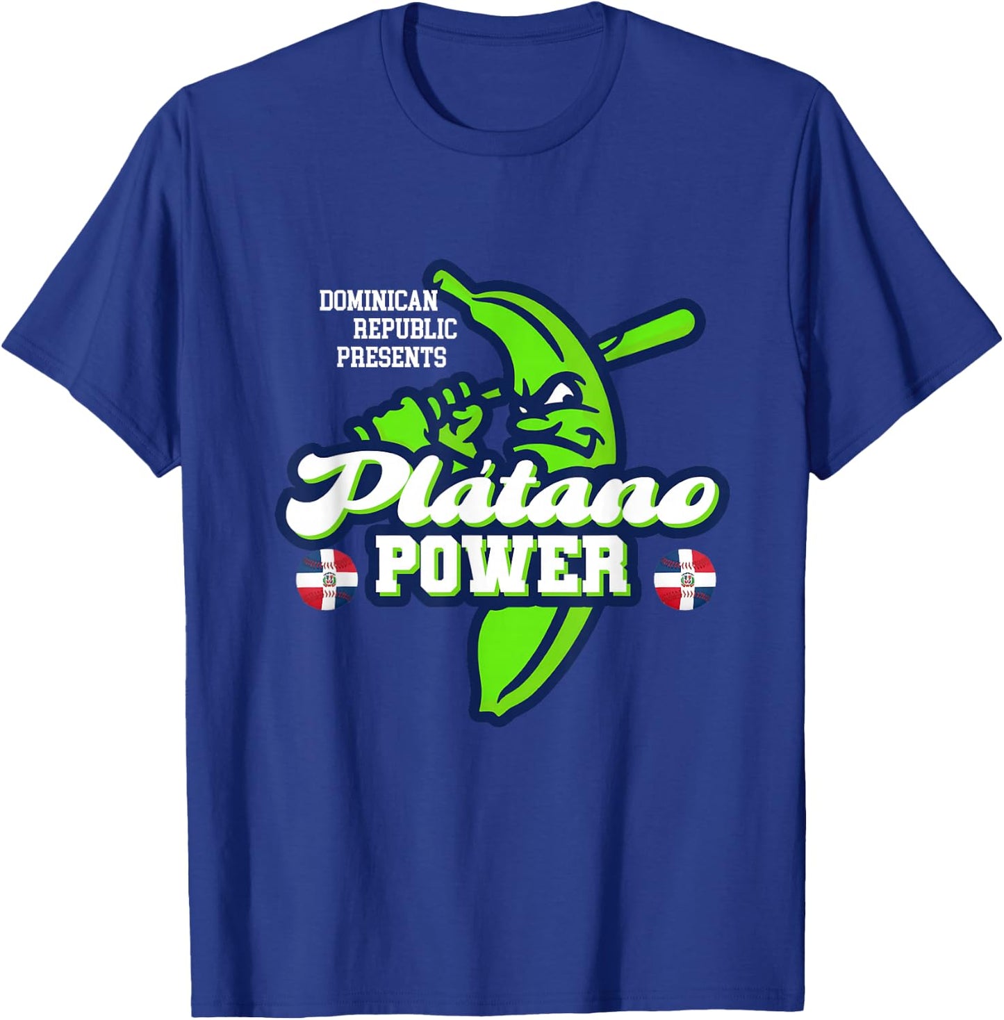 Dominican Republic Platano Power Baseball DR Flag T-Shirt - T-Shirt | Royal