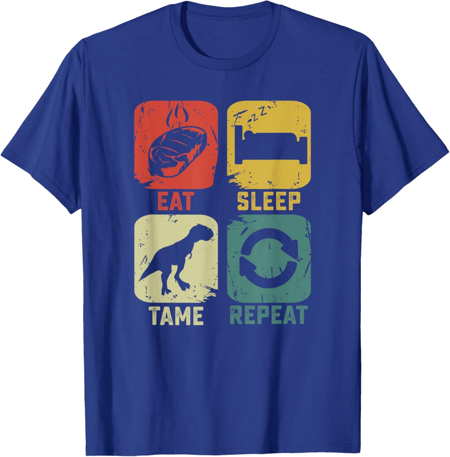 Eat Sleep Tame Repeat Dinosaur gaming geek Funny gamer T-Shirt - T-Shirt | Royal