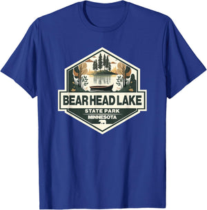 Bear Head Lake State Park Minnesota Travel Art Badge T-Shirt - T-Shirt | Royal